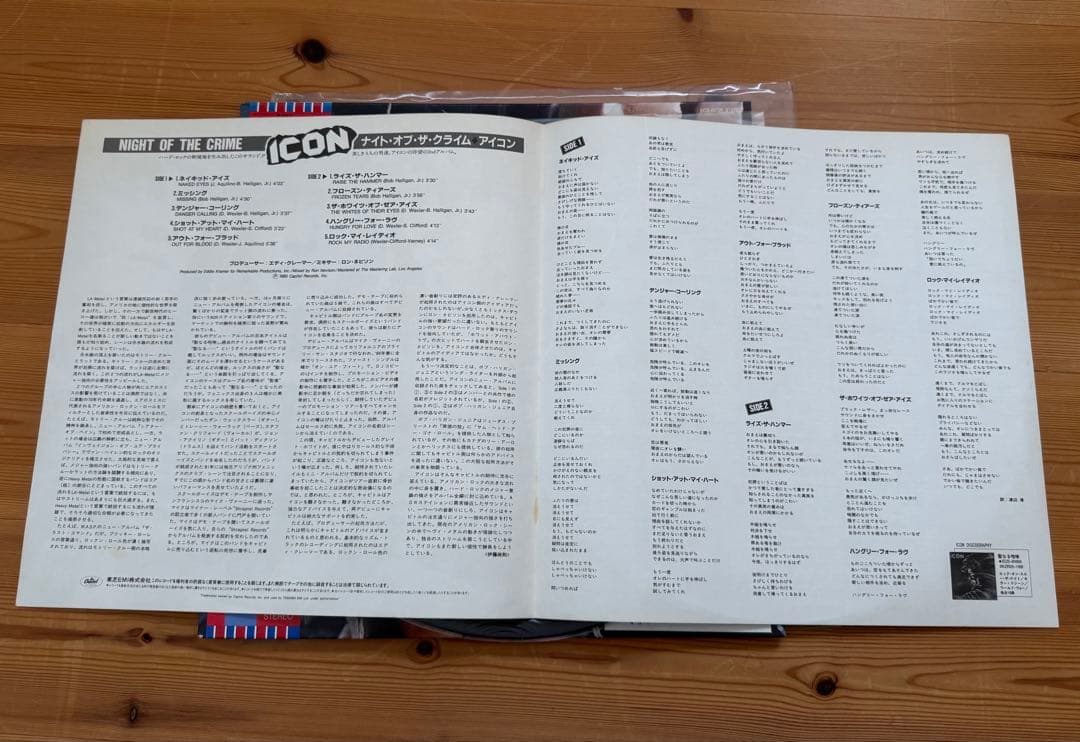 ICON / Night of the Crime 国内盤帯付きレコード