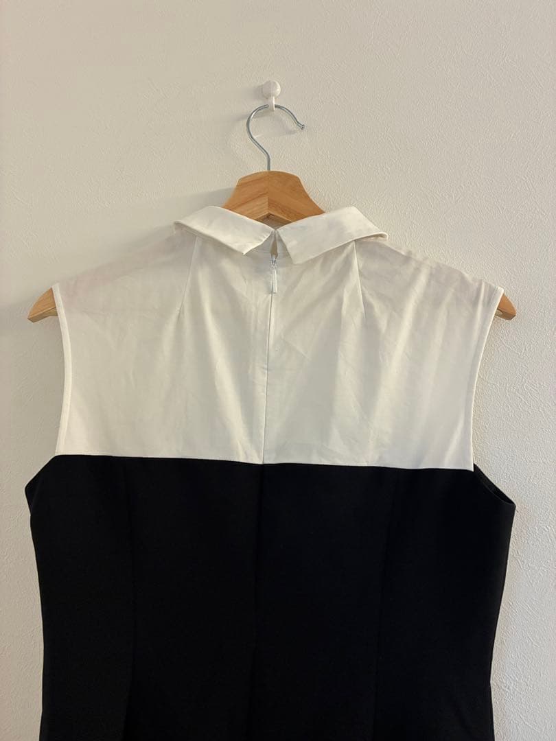 Rene ルネ バイカラー ノースリーブワンピース ブラック ホワイト 36