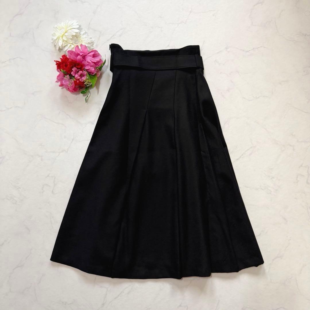 極美品☆ADORE アドーア　ウールアムンゼンフレアースカート　ベルト付き　36