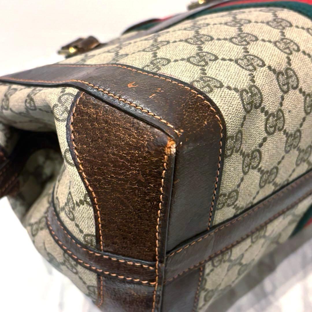 【ジャンク】オールドグッチ　Gucci シェリーライン　ボストンバッグ　PVC