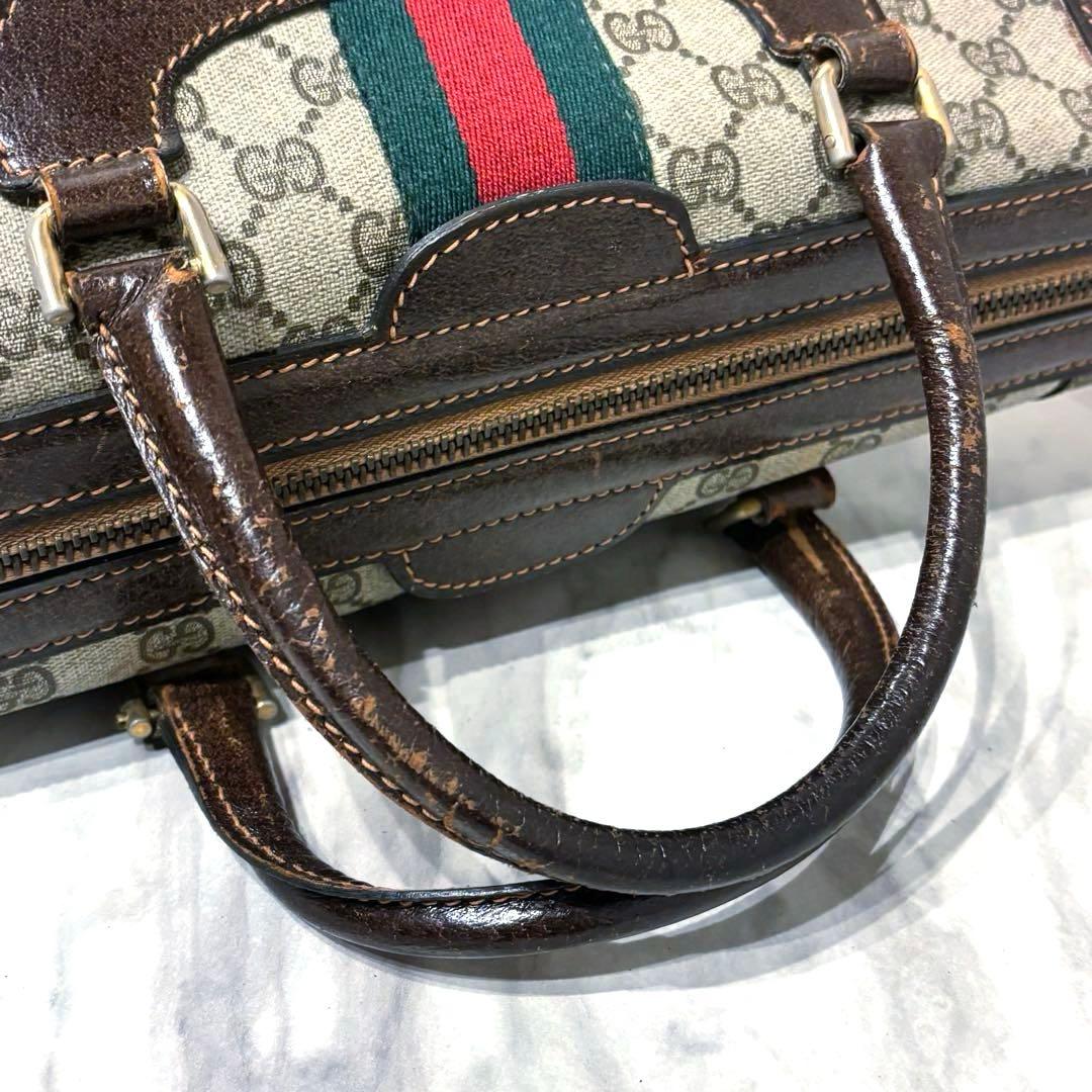 【ジャンク】オールドグッチ　Gucci シェリーライン　ボストンバッグ　PVC