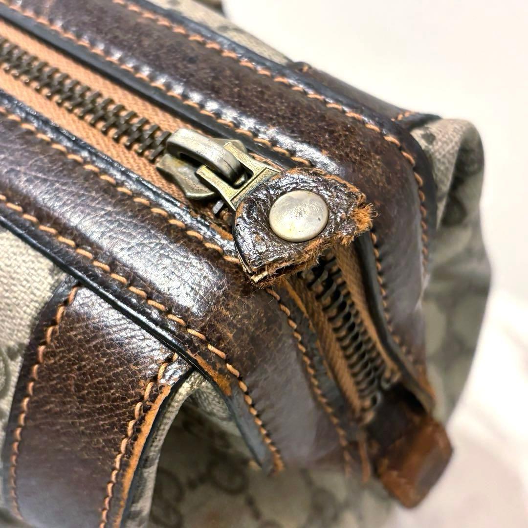 【ジャンク】オールドグッチ　Gucci シェリーライン　ボストンバッグ　PVC