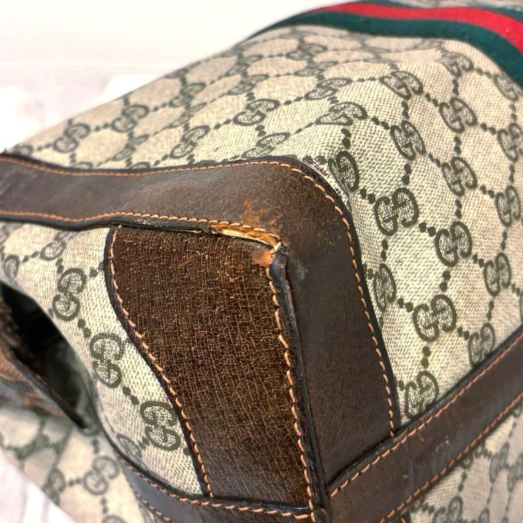 【ジャンク】オールドグッチ　Gucci シェリーライン　ボストンバッグ　PVC