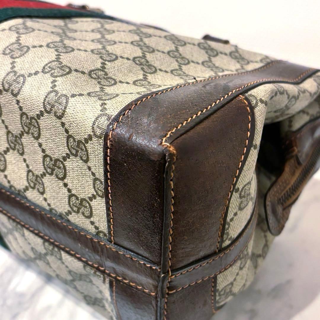 【ジャンク】オールドグッチ　Gucci シェリーライン　ボストンバッグ　PVC