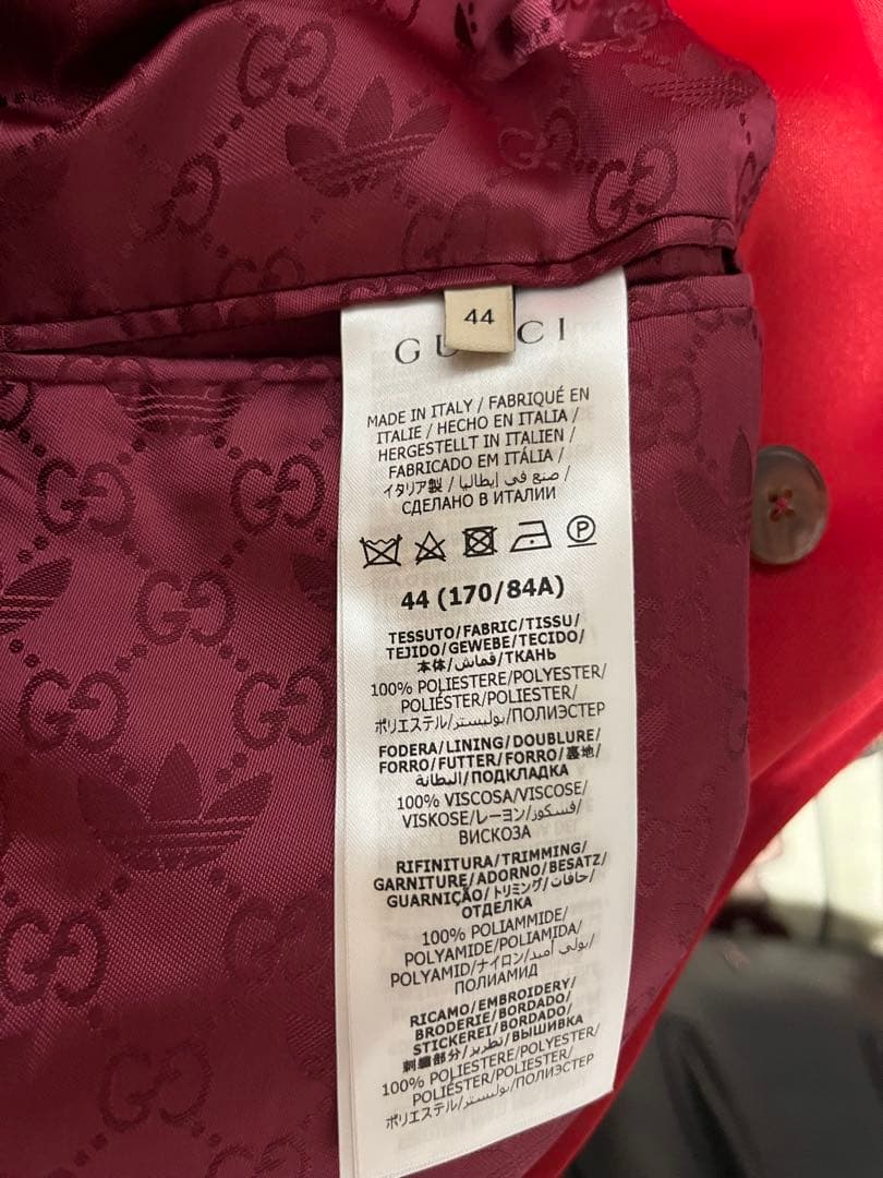 GUCCI x ADIDAS レッド テーラードジャケット 44