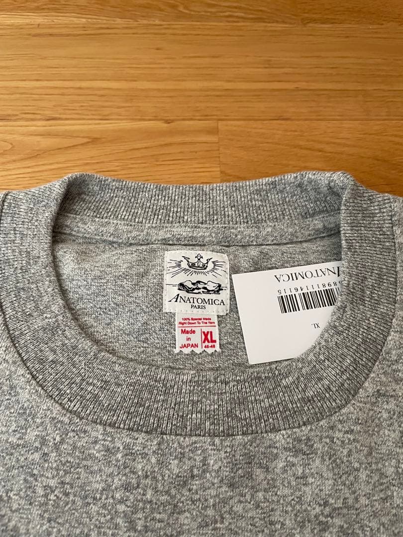 【新品未使用】ANATOMICA グレー 無地 ポケットTシャツ　サイズXL