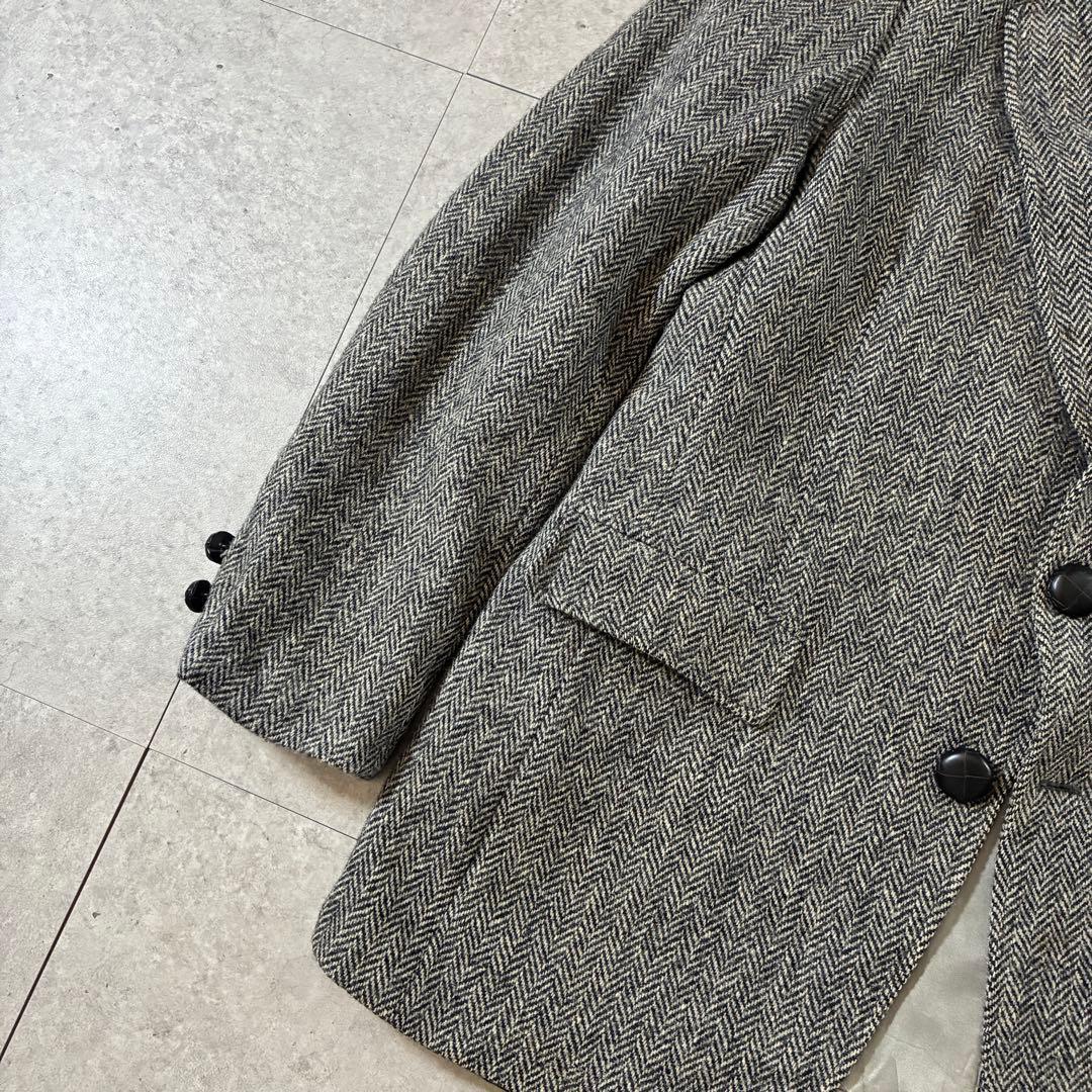 80s Harris Tweedハリスツイード ウールテーラードジャケットグレー