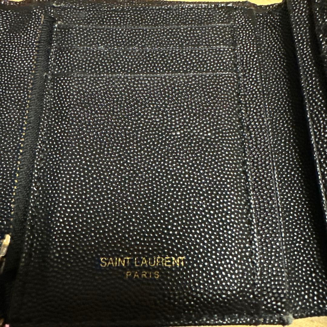 R*須様 YSL 黒 レザー 三つ折り財布