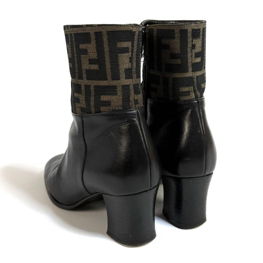 【美品】FENDI レザー ズッカ ブーティ ブラウン 36イタリア製 元箱付き