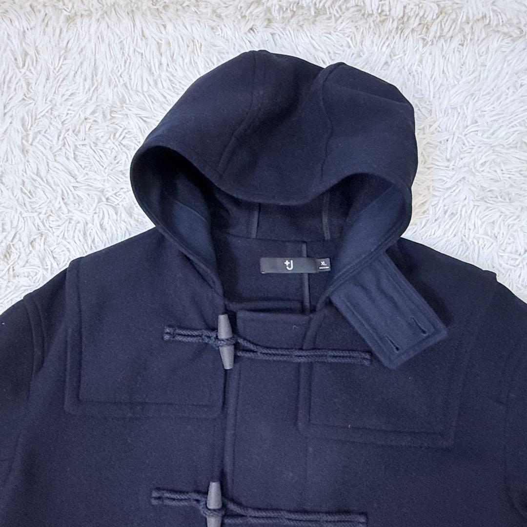 美品 ユニクロ+J XL ダッフルコート フード ネイビー トグル メンズ