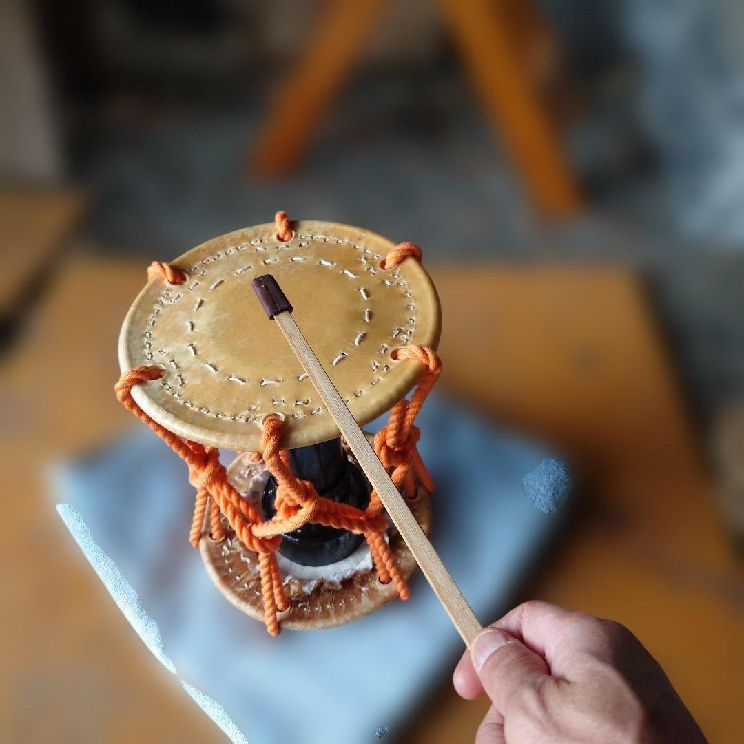 和楽器 鼓 皮革 バチ付き