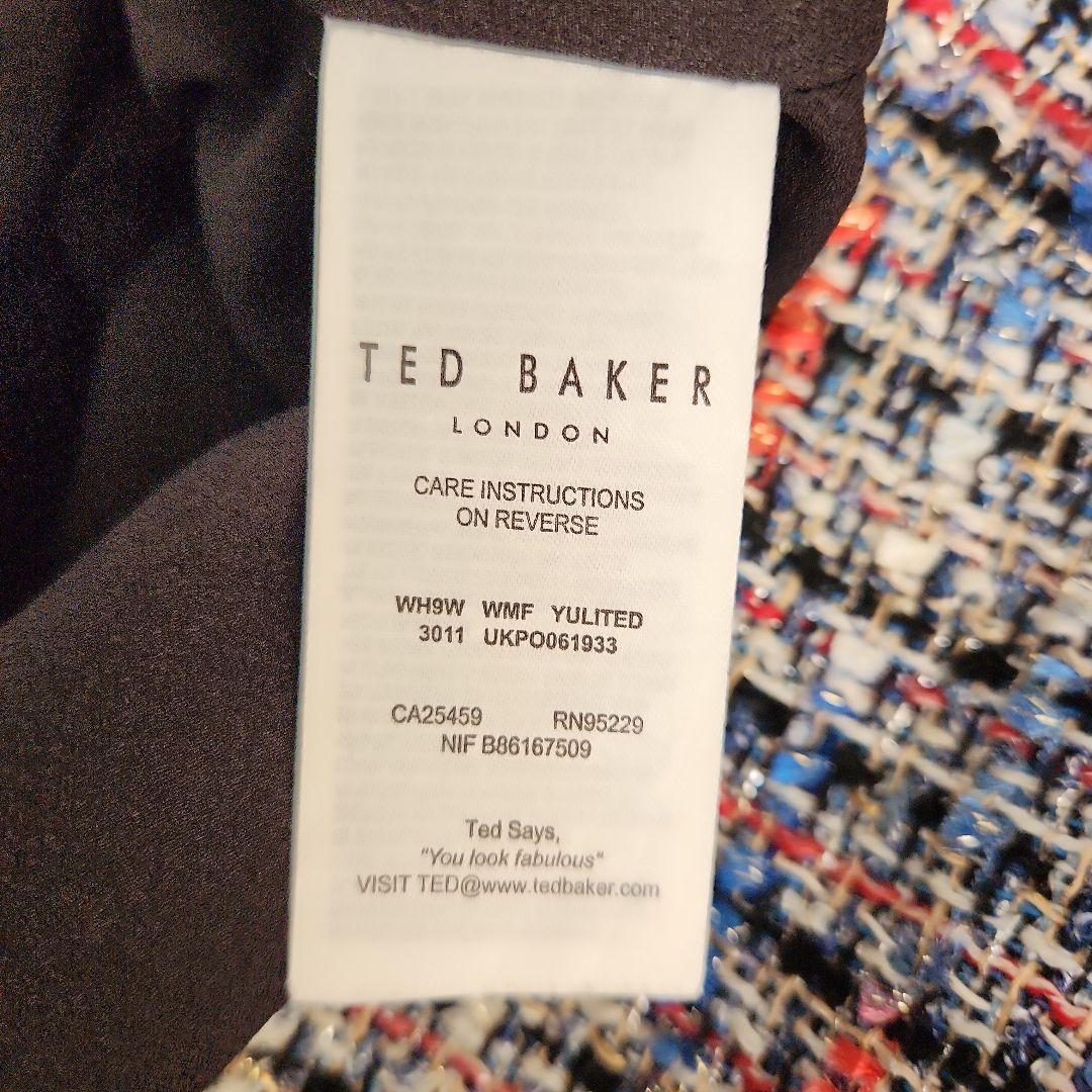 TED BAKER 高級ツイードサックワンピース　ブルーMix　クリーニング済