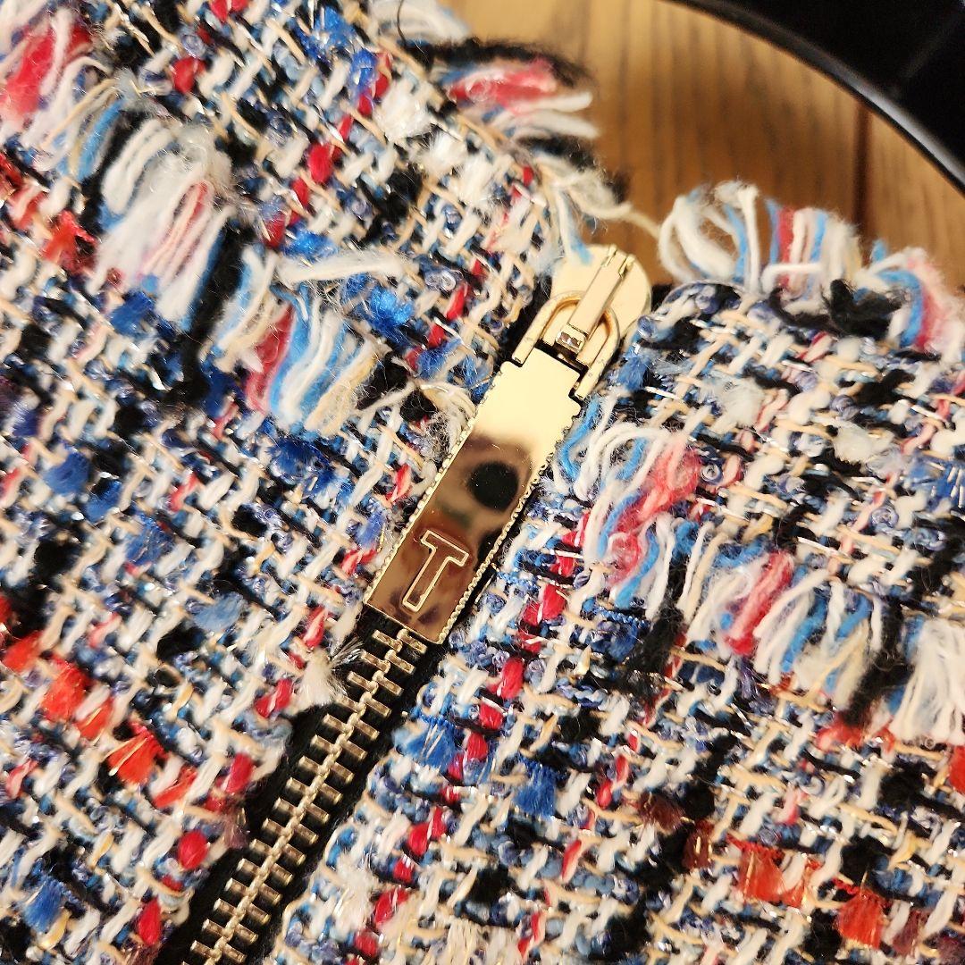 TED BAKER 高級ツイードサックワンピース　ブルーMix　クリーニング済