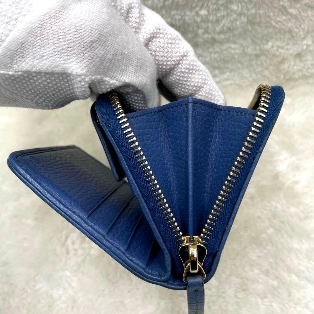 美品 グッチ GUCCI 2つ折り 財布　ラウンドファスナー　キャンバス シマ
