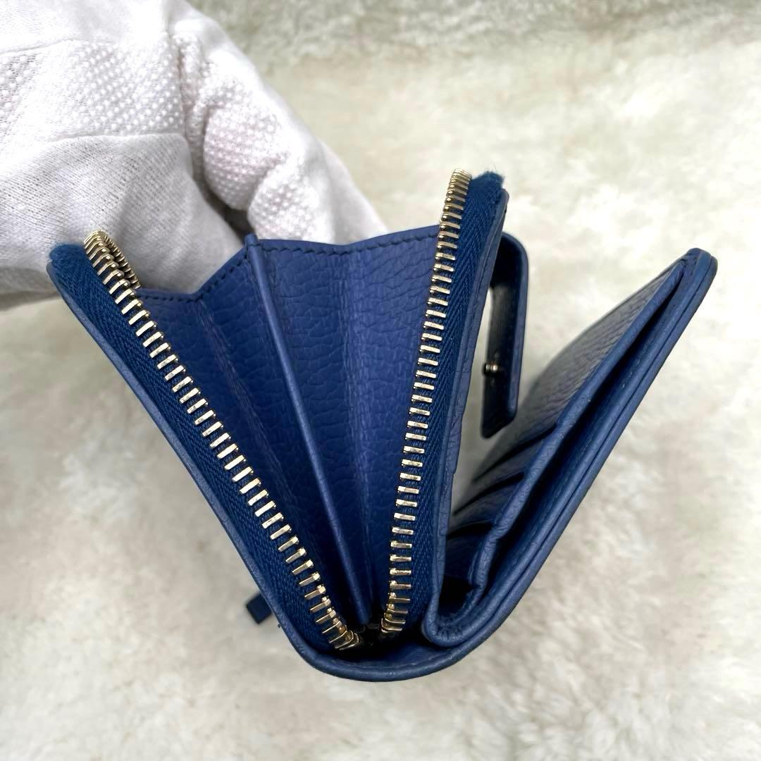 美品 グッチ GUCCI 2つ折り 財布　ラウンドファスナー　キャンバス シマ