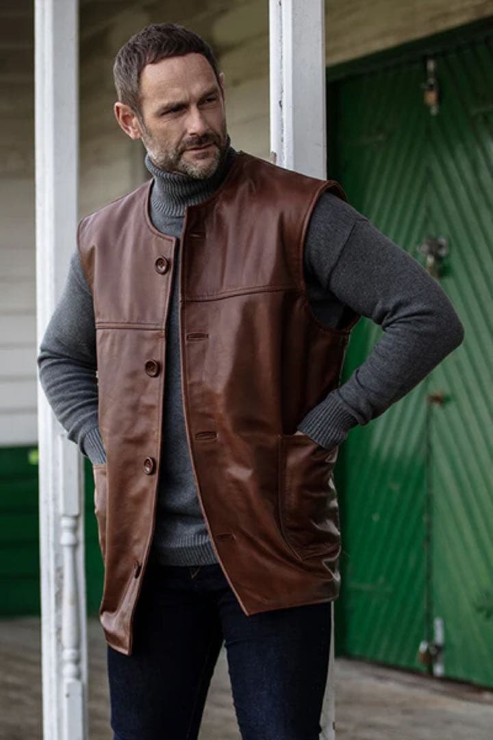 Bradley's レザー/ウール ジャーキンベストnigel cabourn風