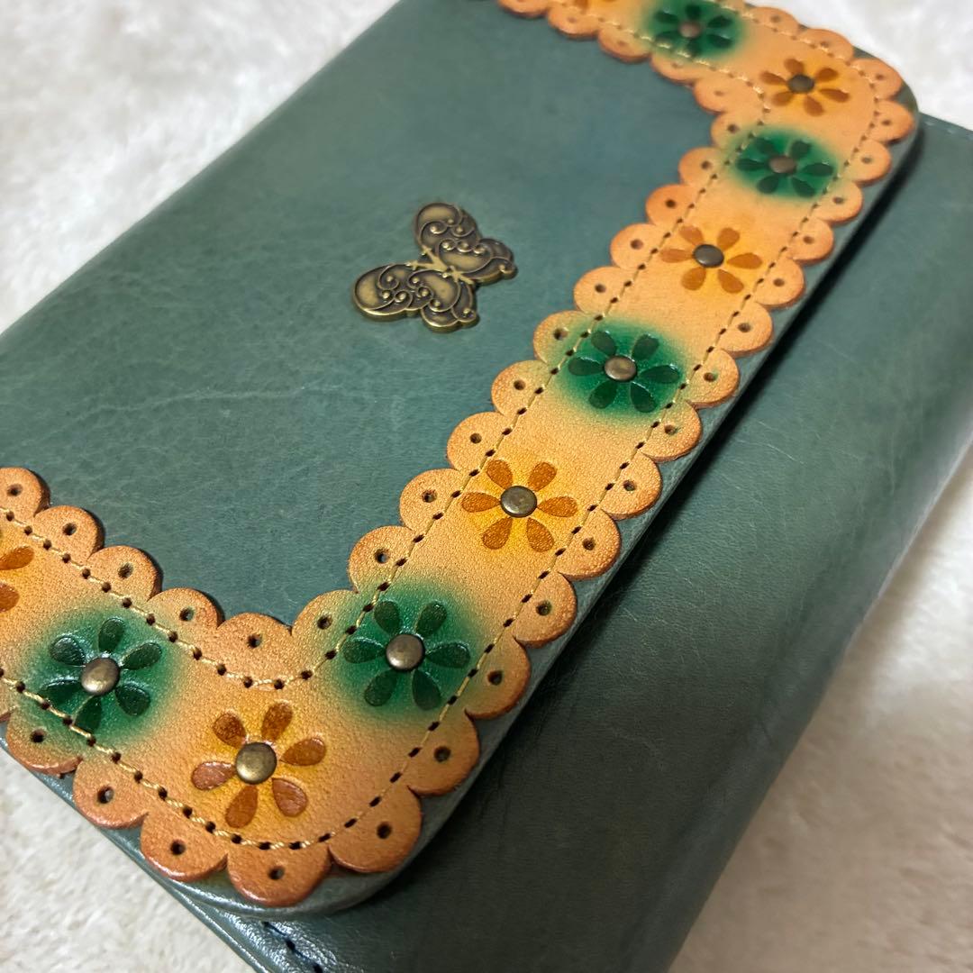 【最終価格】定価13650円ANNA SUI がま口 二つ折り財布 牛革レザー
