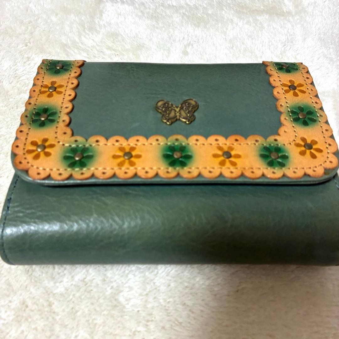 【最終価格】定価13650円ANNA SUI がま口 二つ折り財布 牛革レザー