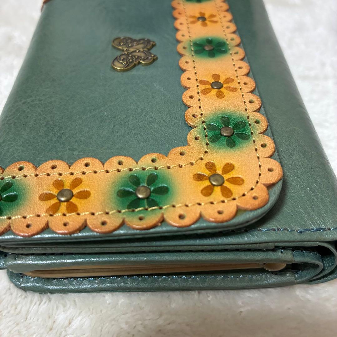 【最終価格】定価13650円ANNA SUI がま口 二つ折り財布 牛革レザー