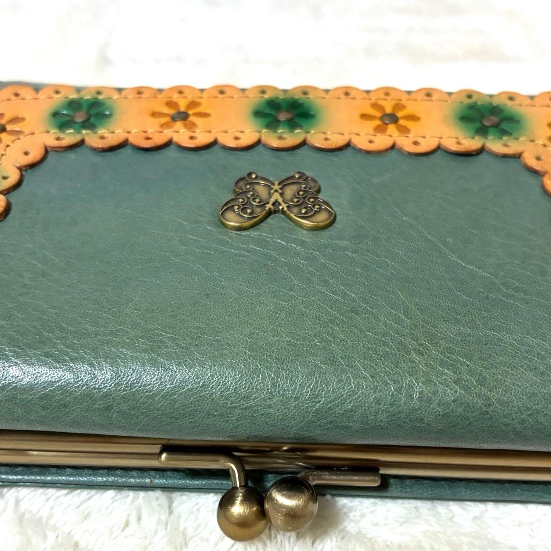 【最終価格】定価13650円ANNA SUI がま口 二つ折り財布 牛革レザー