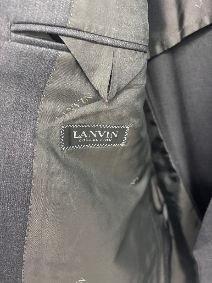 【美品】LANVIN ランバン ダブル テーラードジャケット ダークグレー