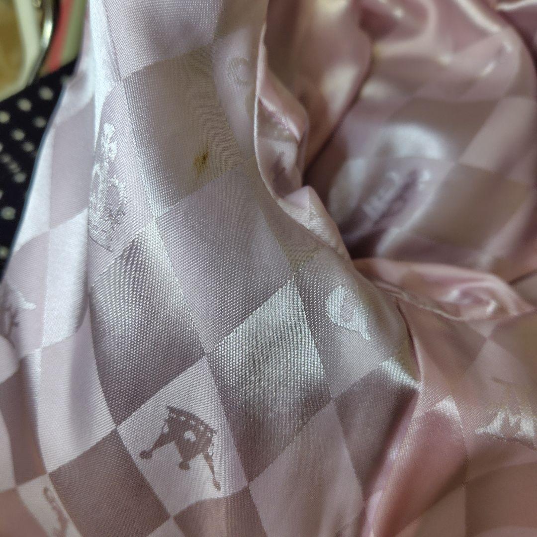 Angelic Pretty ドット柄 リボン ファー付きロングコート ブラック
