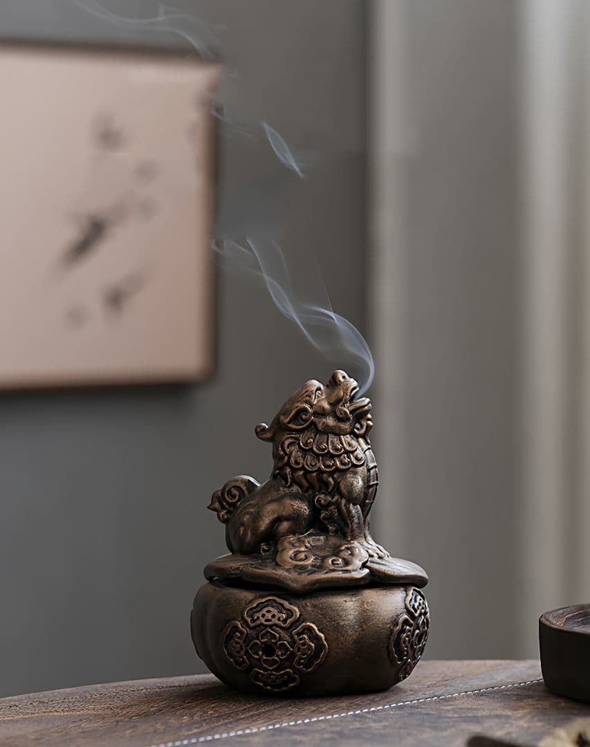 陶磁 瑞獅子祥雲香炉 室内沈香檀香炉 香道具 茶道具 工芸品 置物