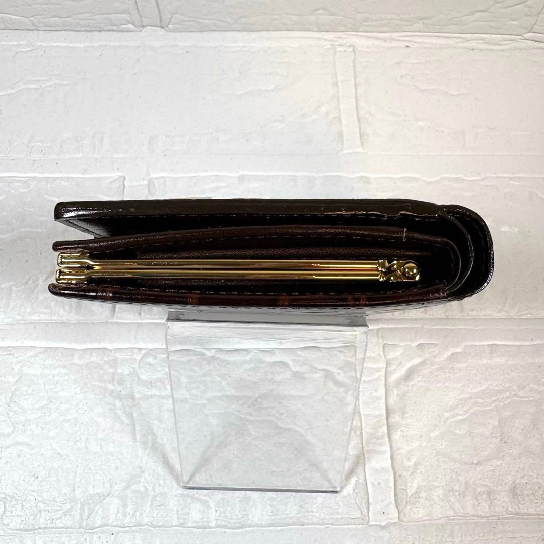 ☆Yves Saint Laurent 折り財布 ガマ口 ブラウン クロコ型押し