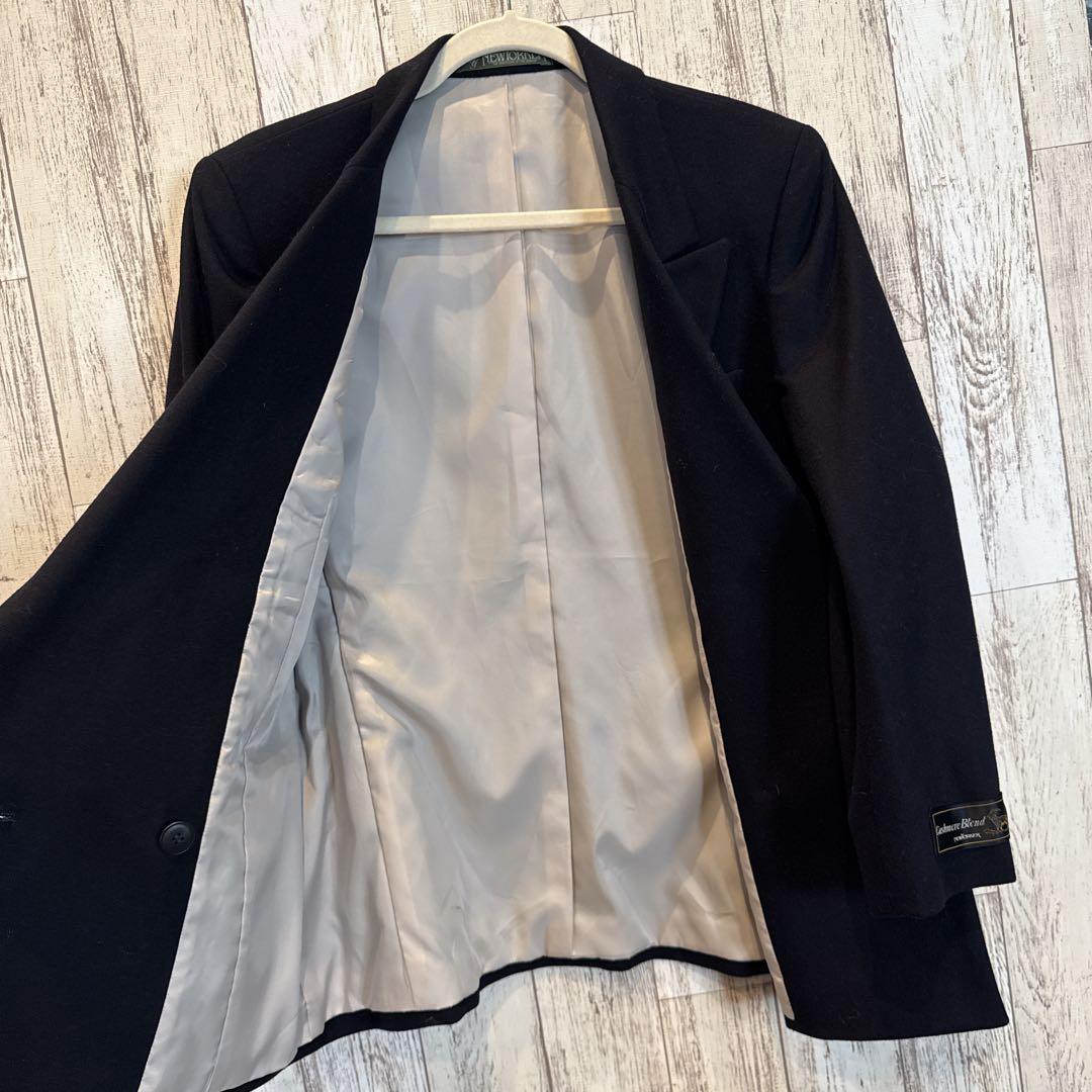美品 NEWYORKER 金ボタン カシミヤ混 ダブル 紺ブレ ジャケット 9