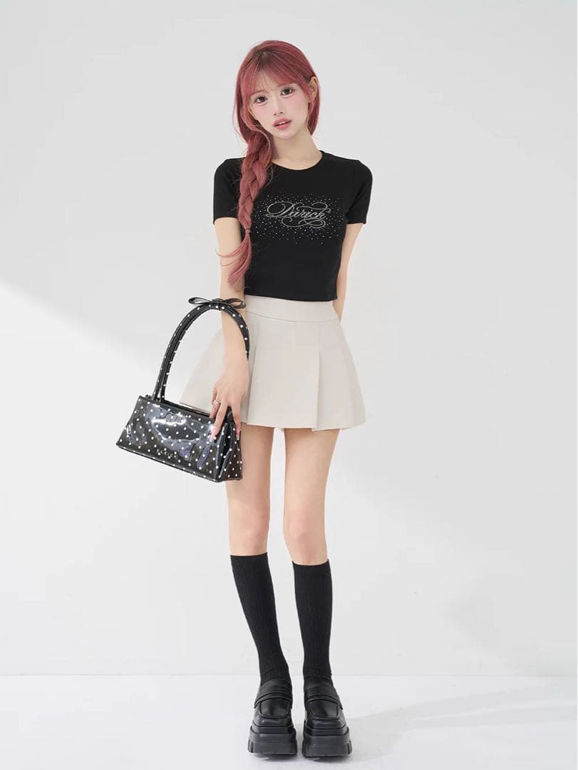 Darich ロゴビジューエンジェルモチーフTシャツ FREE ブラック 黒