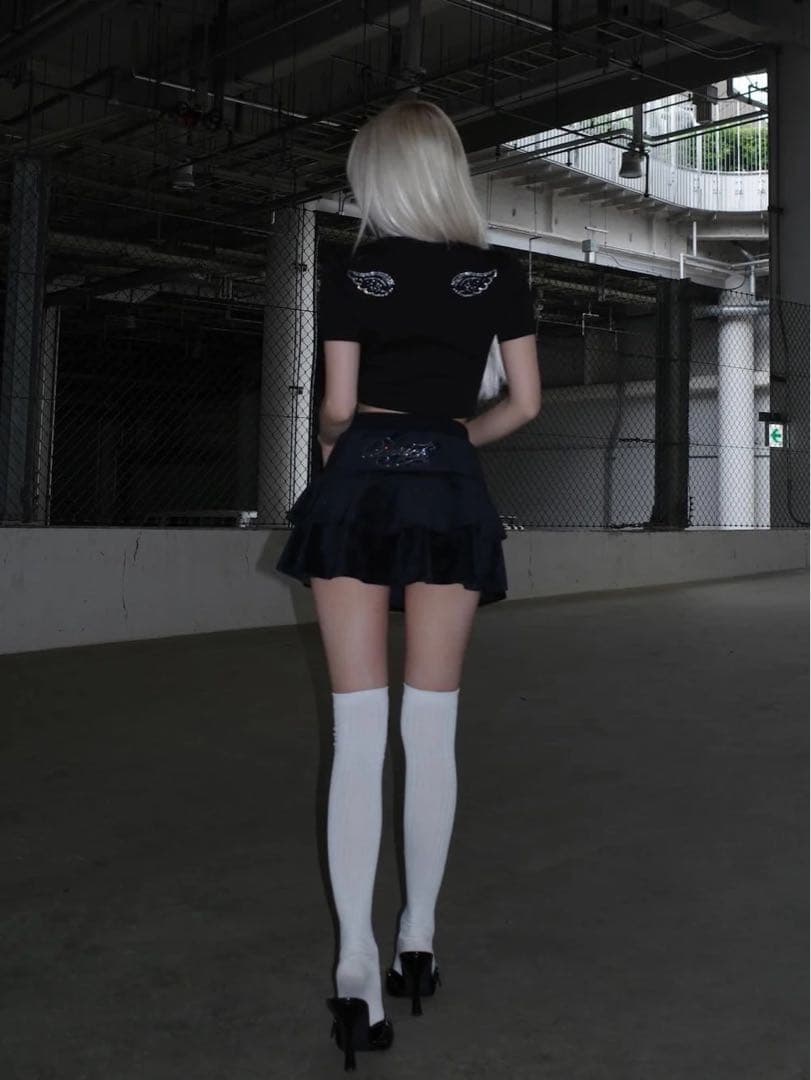 Darich ロゴビジューエンジェルモチーフTシャツ FREE ブラック 黒