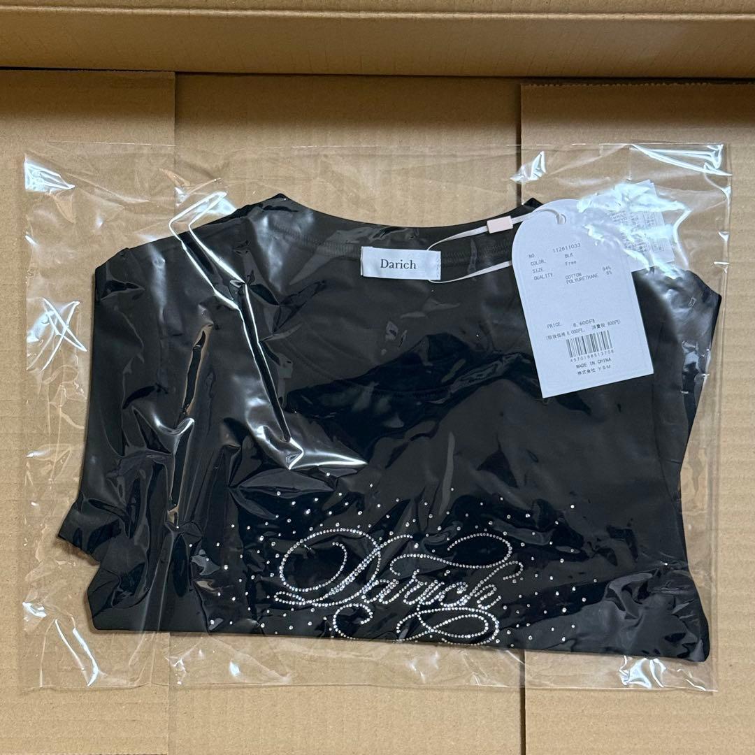 Darich ロゴビジューエンジェルモチーフTシャツ FREE ブラック 黒