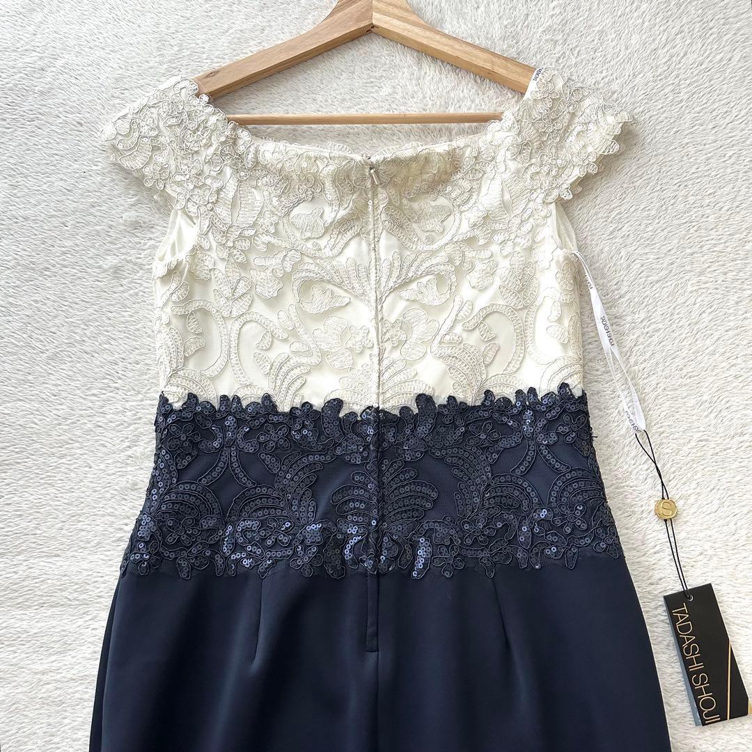 未使用 タダシショージ バイカラー スパンコール 刺繍 切り替え ワンピース 4