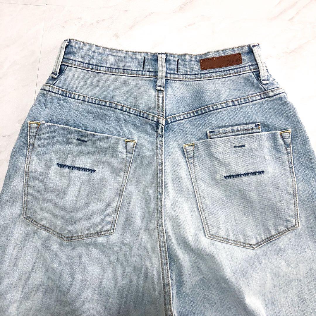 【美品】 Yanuk Joan デニム ワイド ハイウエスト ライトブルー 22