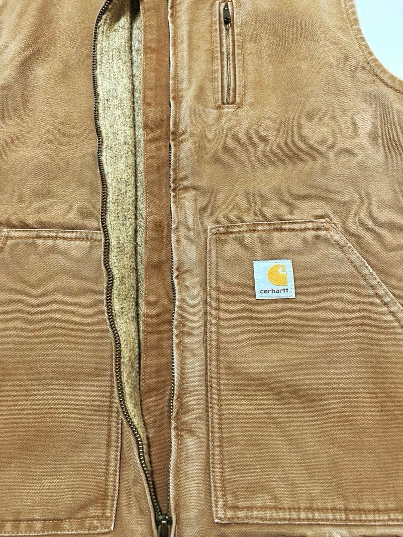 Carhartt カーハート ダックベスト 裏ボア ブラウン ワーク 古着