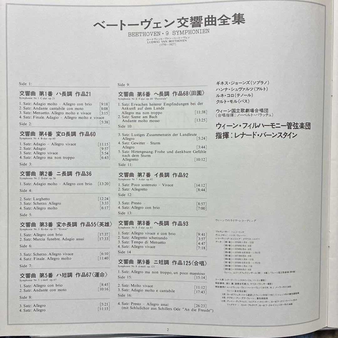 LP8枚 ベートーヴェン交響曲全集 バーンスタイン ウィーン