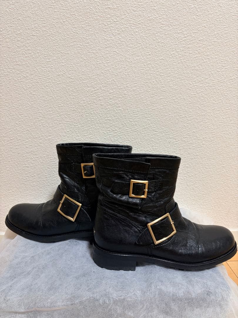 【amedio】JIMMY CHOO ブラック エンジニアブーツ