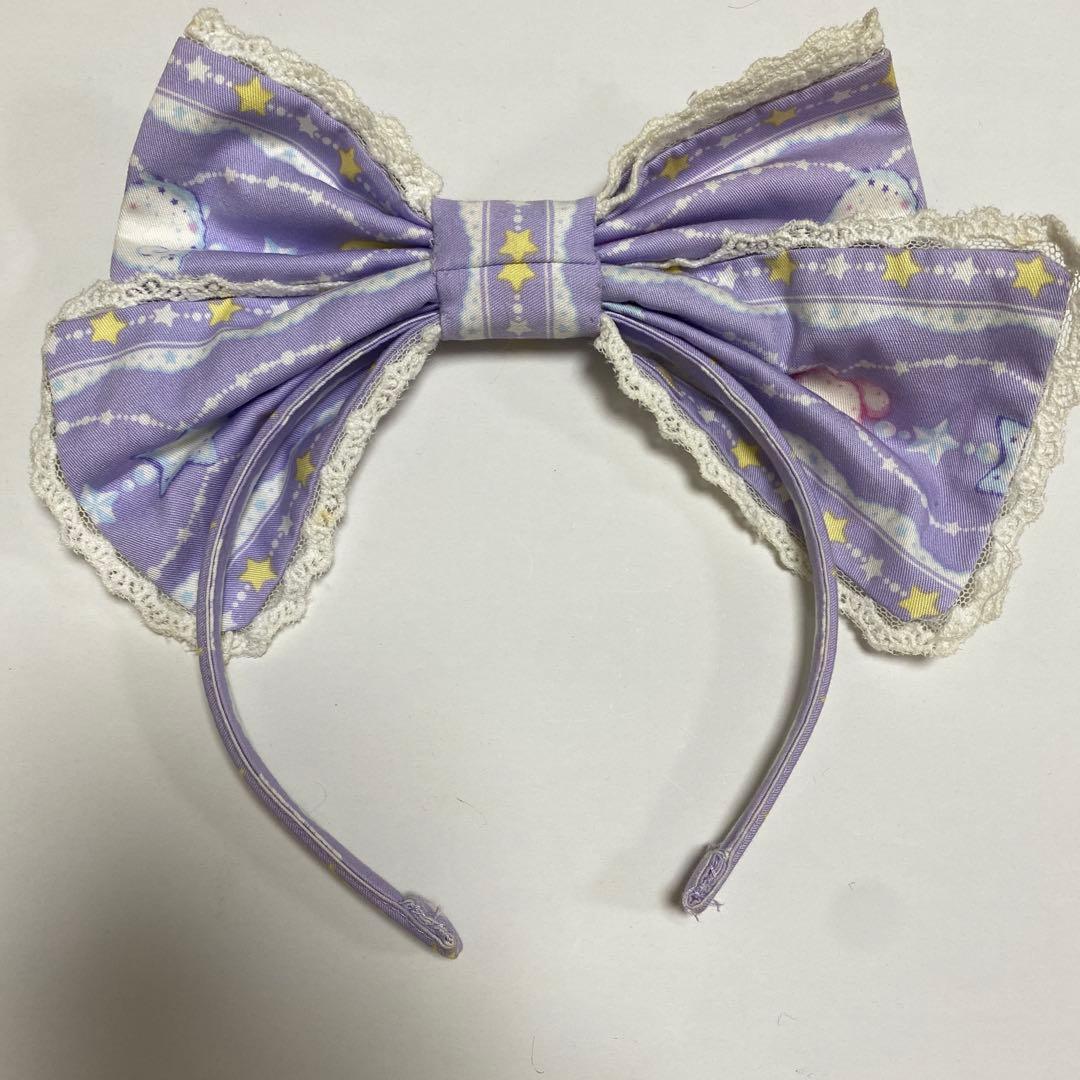 Angelic Pretty 星柄リボンカチューシャ ラベンダー 正規品ロリィタ