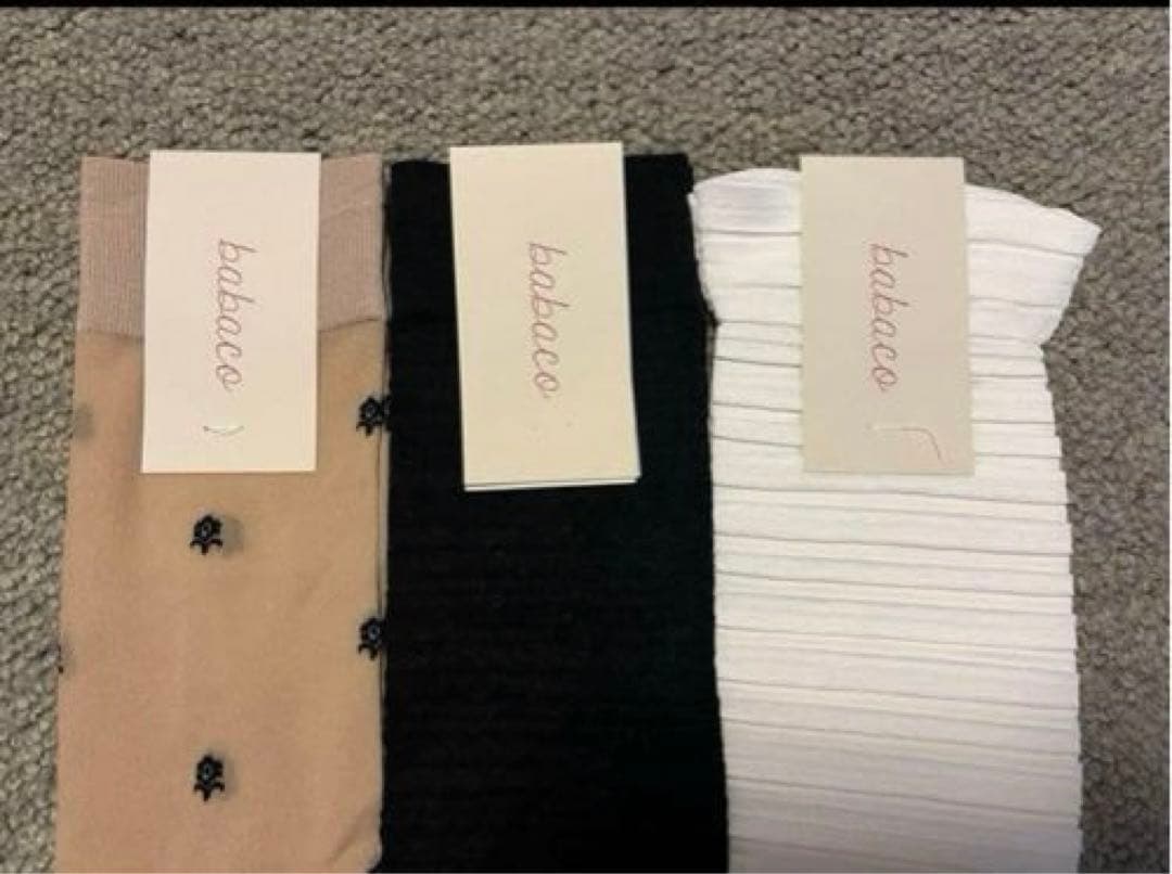 babaco ババコ ソックス3足セット シアー & CRUSHED SOCKS