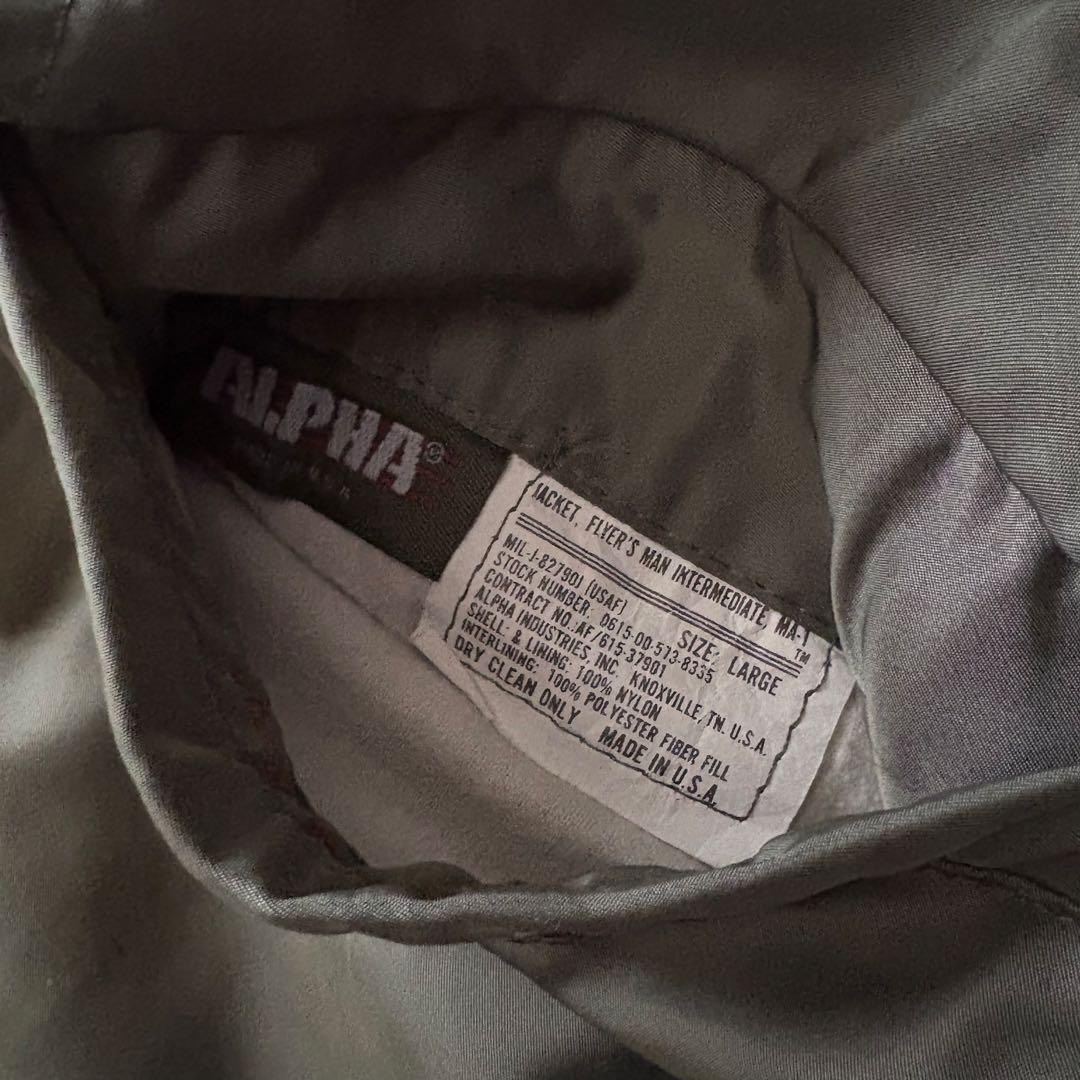 80s ALPHA MA-1 USA製　フライトジャケット size-L
