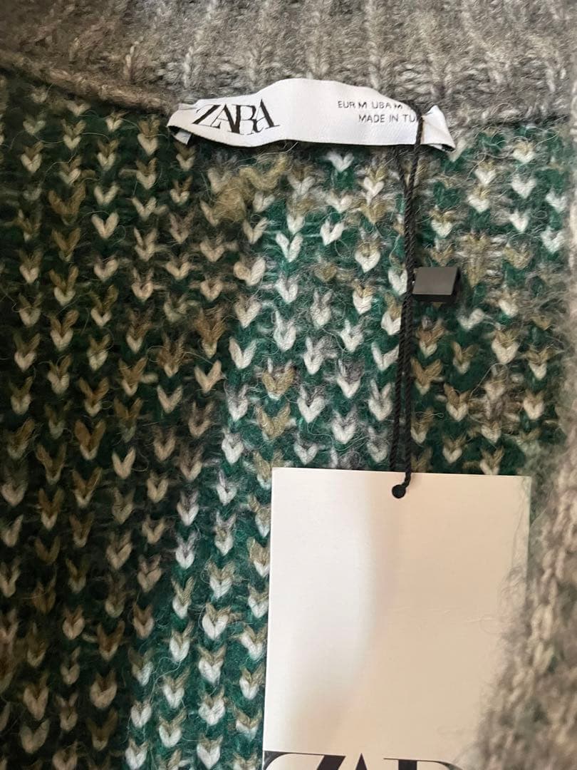 【新品未使用】ZARA フラワージャガード ニット カーディガン М ザラ