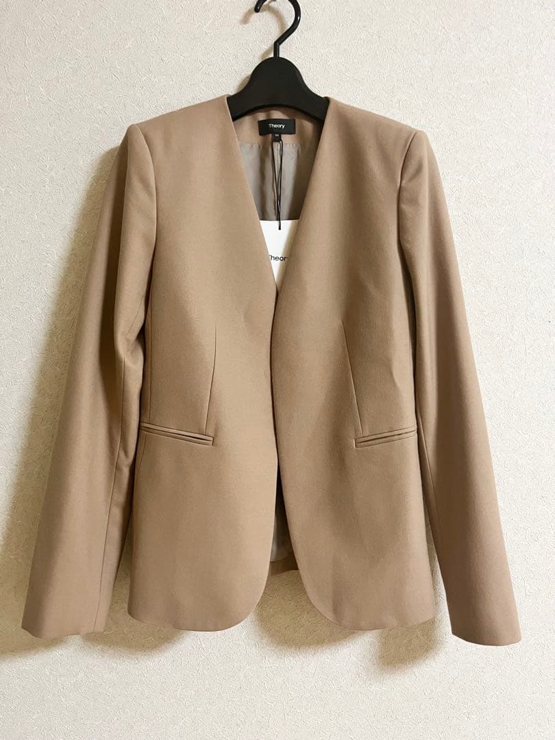 【タグ付き】定価5万セオリー ノーカラージャケット 00 ベージュ