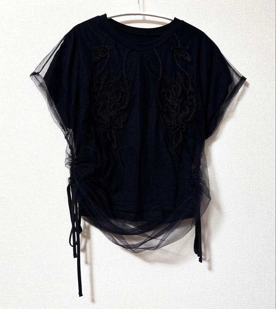 トップス MURRAL embroidered tulle layered tops