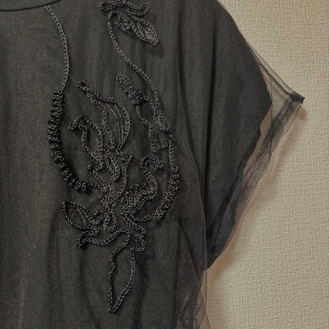 トップス MURRAL embroidered tulle layered tops