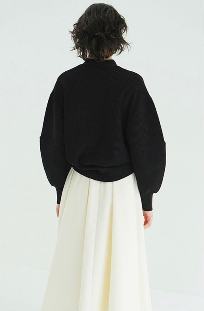 CLANE CURVED SLEEVE KNIT CARDIGAN ブラック
