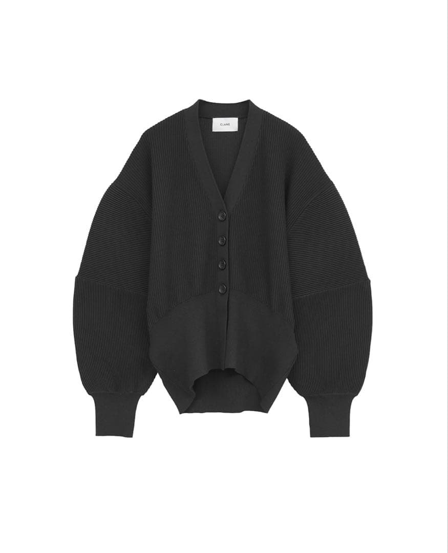CLANE CURVED SLEEVE KNIT CARDIGAN ブラック