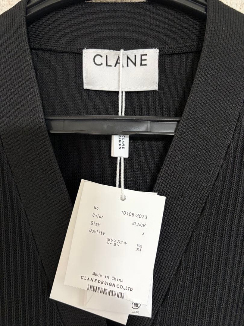 CLANE CURVED SLEEVE KNIT CARDIGAN ブラック