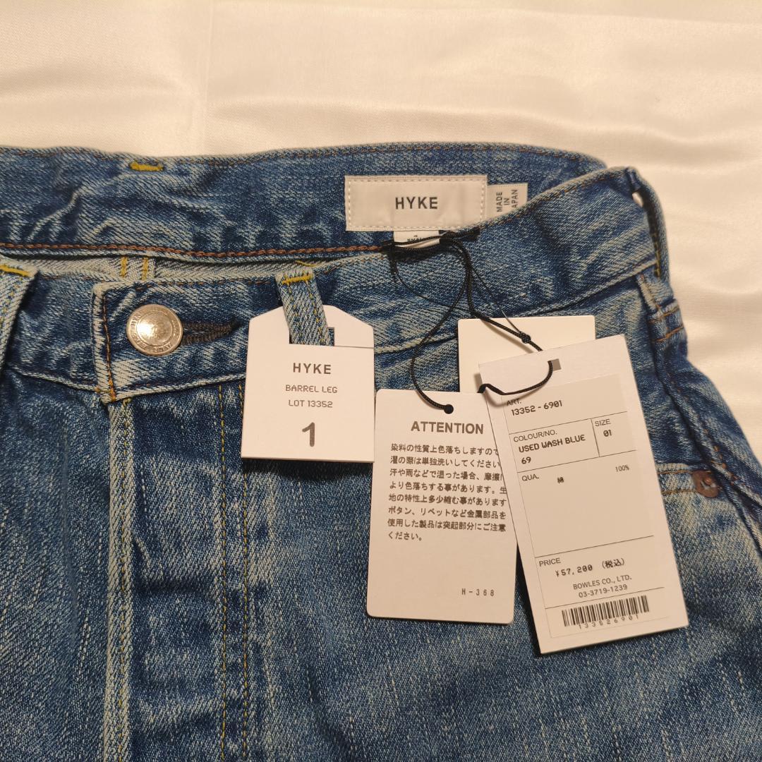 新品■HYKE DENIM BARREL LEG JEANS 1 バレル デニム