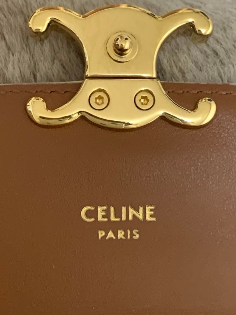 【美品】CELINE セリーヌ レザー トリオンフ 三つ折り財布
