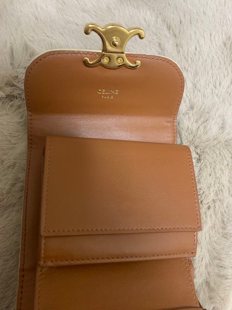 【美品】CELINE セリーヌ レザー トリオンフ 三つ折り財布
